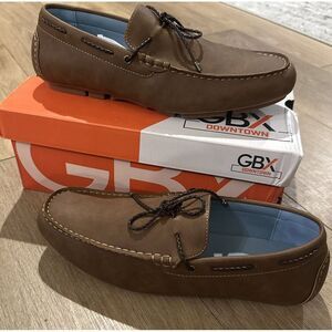 Gbx Mens Shoe Henley‎ STYLE DRIVING Loafer W/Ties Tan Faux Leather 10M NEW